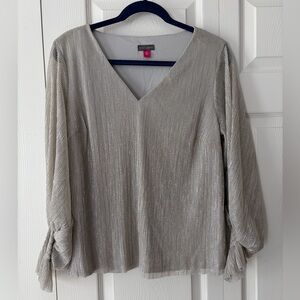 Vince Camuto Shimmering Silver  Blouse
V Neck
Size M
NWT
smoke free home